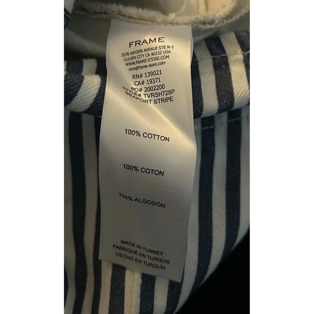 FRAME The Vintage Relaxed Short Seaport Stripe Navy White Denim Size 27 (1219)